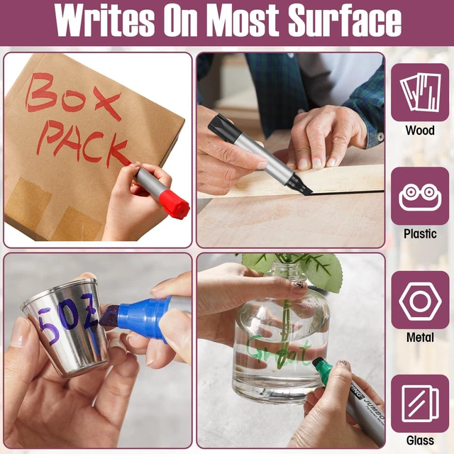 Alt view image 5 of 6 - 10 Pack Jumbo Permanent Markers Chisel Tip Quick Dry Multicolor Waterproof, Large Big Poster Pens Bulk for Office, Logistics Company and More