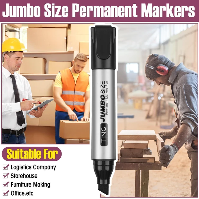 Alt view image 6 of 6 - 10 Pack Jumbo Permanent Markers Chisel Tip Quick Dry Multicolor Waterproof, Large Big Poster Pens Bulk for Office, Logistics Company and More