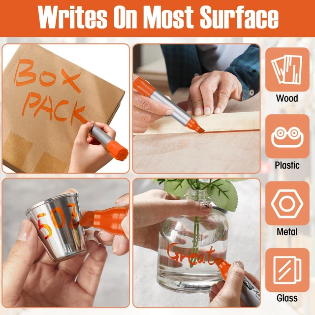 Alt view image 5 of 7 - 10 Pack Jumbo Permanent Markers Chisel Tip Quick Dry Orange Waterproof, Large Big Poster Pens Bulk for Office, Logistics Company and More