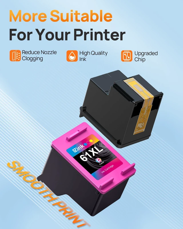 Alt view image 7 of 7 - 61XL 61 Ink Cartridges 4500 5530 for HP Ink 61XL Black and Color Combo Pack Replacement for HP printer ink 61 xl ink cartridges for Envy 4500 5530 4502 OfficeJet 4630 DeskJet 2540 (1Tri-Color, 1Black)