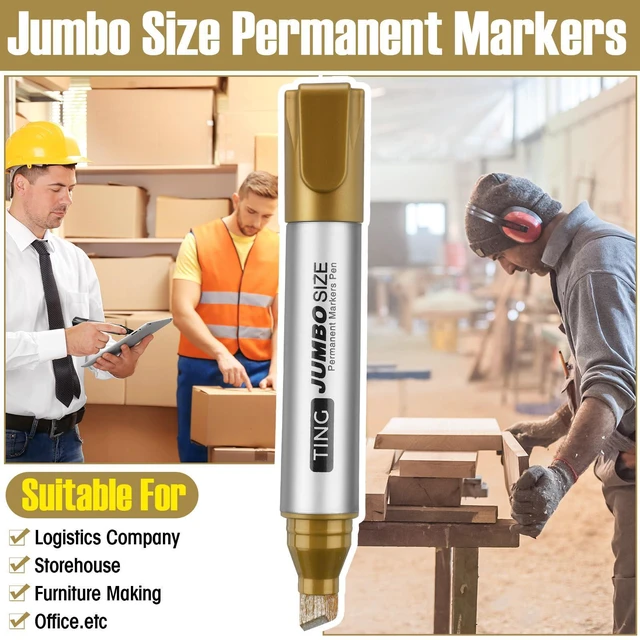 Alt view image 5 of 6 - 10 Pack Jumbo Permanent Markers Chisel Tip Quick Dry Gold Waterproof, Large Big Poster Pens Bulk for Office, Logistics Company and More