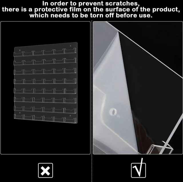 Alt view image 2 of 7 - Acrylic Business Card Holder Wall Mount Office, 48 Pockets Clear Sticker Display Rack, Multiple Card Holder, Acrylic Organizing Display Stand, Pre Drilled for Easy Install, Reception