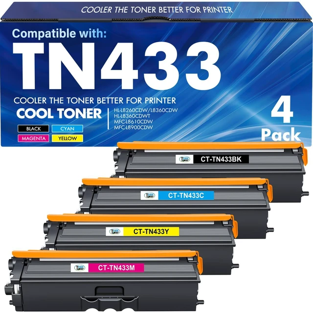 Main image of TN433 Toner Cartridge Set for Brother TN-433 TN431 TN-431 MFC-l8900Cdw Compatible for Brother TN 433 431 MFC-l8900Cdw HL-L8360Cdw MFC l8900Cdw HL-L8260Cdw MFC-L8610Cdw HL-L8360Cdwt Printer 4 Pack