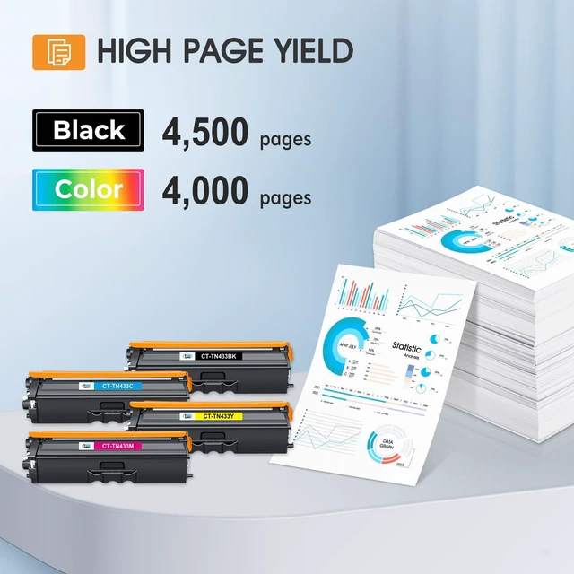 Alt view image 3 of 6 - TN433 Toner Cartridge Set for Brother TN-433 TN431 TN-431 MFC-l8900Cdw Compatible for Brother TN 433 431 MFC-l8900Cdw HL-L8360Cdw MFC l8900Cdw HL-L8260Cdw MFC-L8610Cdw HL-L8360Cdwt Printer 4 Pack