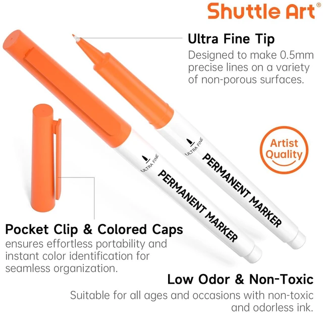 Alt view image 3 of 7 - Permanent Markers, 30 Assorted Colors Ultra Fine Point Permanent Marker Packed in Travel Case, Ideal Colored Markers Set for Adults Coloring Doodling on Plastic, Glass, Gift for Teens