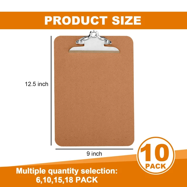 Alt view image 2 of 7 - 10 Pack Hardboard Office Clipboards - A4 Letter Size, ECO Friendly