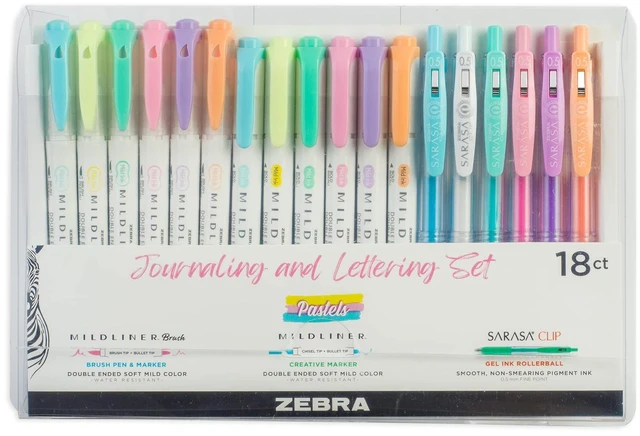 Main image of MILDLINER Highlighter, Brush & SARASA Gel Pen Set, Assorted 18-Pk Includes 6 MILDLINER Highlighters, 6 Brush Pens, and 6 SARASA Clip Gel Pens, Ideal for Journaling and Hand Lettering (76018)