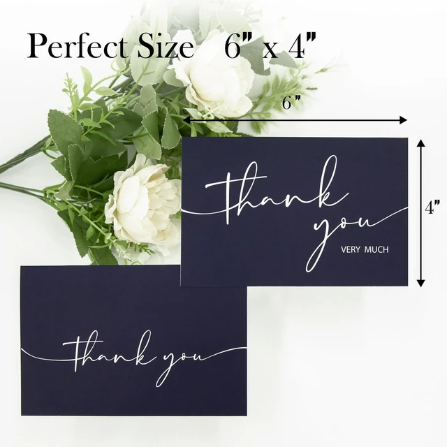 Alt view image 3 of 7 - 100 PCS Thank You Cards With Envelopes and Stickers Classy 4x6 Blank Thank You CardsThank You Notes for Wedding, Small Business, Baby & Bridal Shower (Navy Blue)