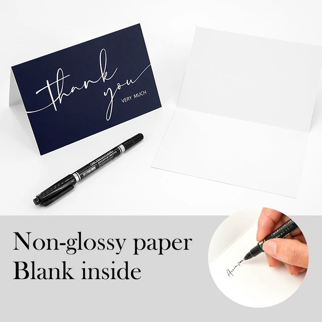 Alt view image 4 of 7 - 100 PCS Thank You Cards With Envelopes and Stickers Classy 4x6 Blank Thank You CardsThank You Notes for Wedding, Small Business, Baby & Bridal Shower (Navy Blue)