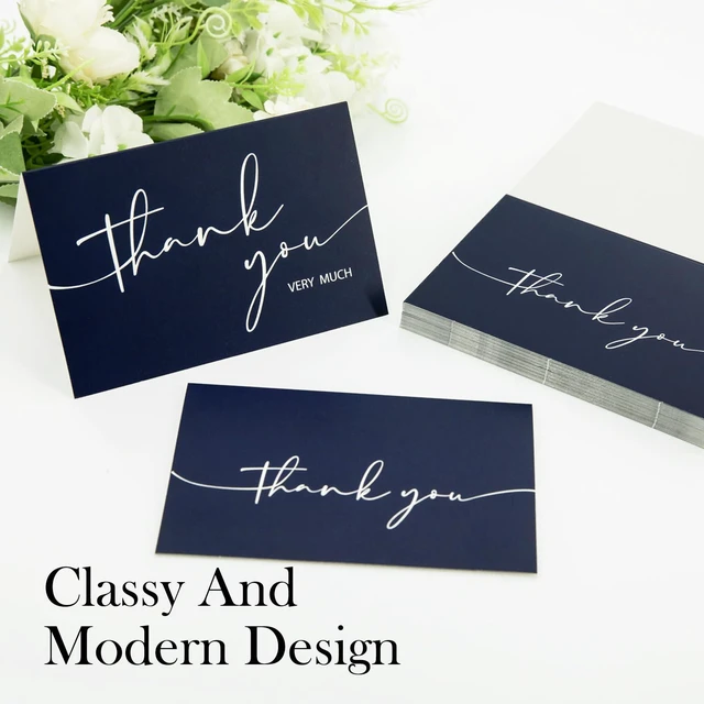 Alt view image 5 of 7 - 100 PCS Thank You Cards With Envelopes and Stickers Classy 4x6 Blank Thank You CardsThank You Notes for Wedding, Small Business, Baby & Bridal Shower (Navy Blue)