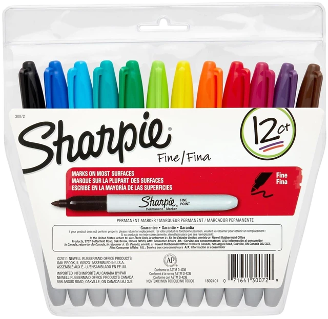 Alt view image 4 of 7 - Permanent Markers, Fine Point, Assorted Colors, 12 Count - School, Office, Arts & Crafts, Desk Supplies