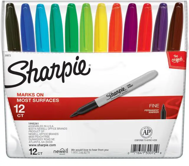 Alt view image 6 of 7 - Permanent Markers, Fine Point, Assorted Colors, 12 Count - School, Office, Arts & Crafts, Desk Supplies