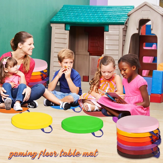 Alt view image 5 of 6 - 12 Pcs Classroom Floor Cushions for Kids,Classic Color,Round Flexible Classroom Seating for Kindergarten Daycare Nursery, Floor Cushion with Handle, Floor Cushions for Sitting Reading