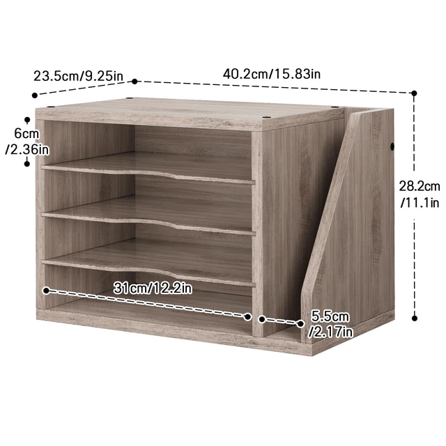 Alt view image 3 of 7 - Wooden Mail Organizer, Desk Organizer with 3 Adjustable Shelves Mail Sorter, File Organizer Desktop, Mail Holder for Home Office, Letter Sorter for Envelopes, Bills, Magazines, Greige