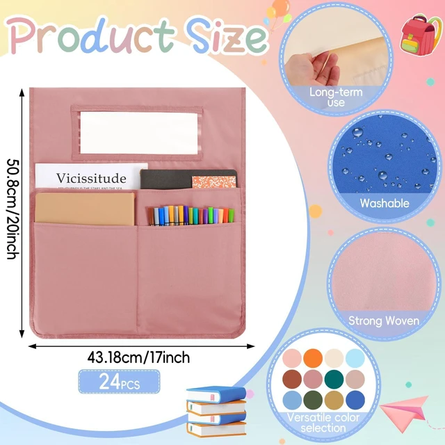 Alt view image 2 of 7 - 24 Pcs Chair Pockets for Classroom 16.7 x 19.3 Inch s with Name Tag Chairback 3 Pockets Chairs Seat Back Organizer for Elementary School Daycare Home Supply (Light Boho)