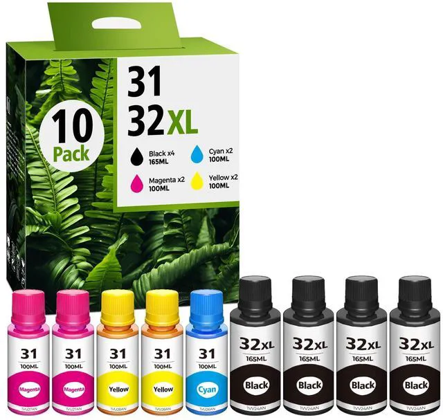 Main image of 32xl Black Ink Bottle 31 Smart Tank 5101 6001 7602 7301 5000 Ink Refill Ink 31 and 32xl Compatible for Smart Tank 5101 6001 651 7603 5100 5003 6003 5102 7002 5000 7001 Ink Refill Bottles Set