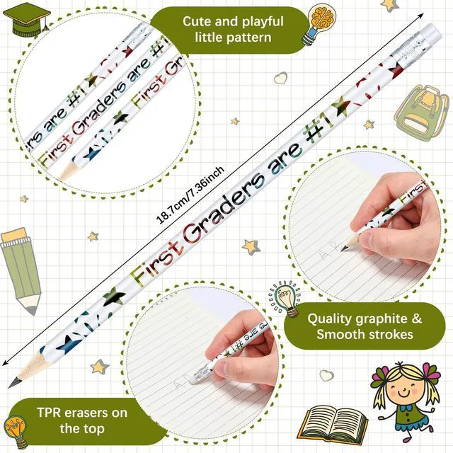 Alt view image 2 of 7 - 48 Pcs 1st Graders Pencils Bulk Motivational Pencil with Eraser Welcome to First Grade, Back to School Gifts for Students, Inspirational Pencil, for Student Teacher Classroom Reward