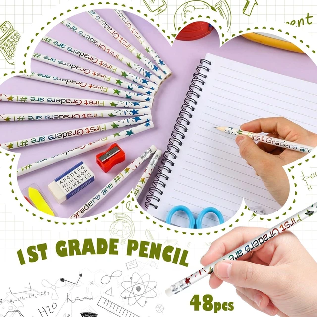 Alt view image 3 of 7 - 48 Pcs 1st Graders Pencils Bulk Motivational Pencil with Eraser Welcome to First Grade, Back to School Gifts for Students, Inspirational Pencil, for Student Teacher Classroom Reward
