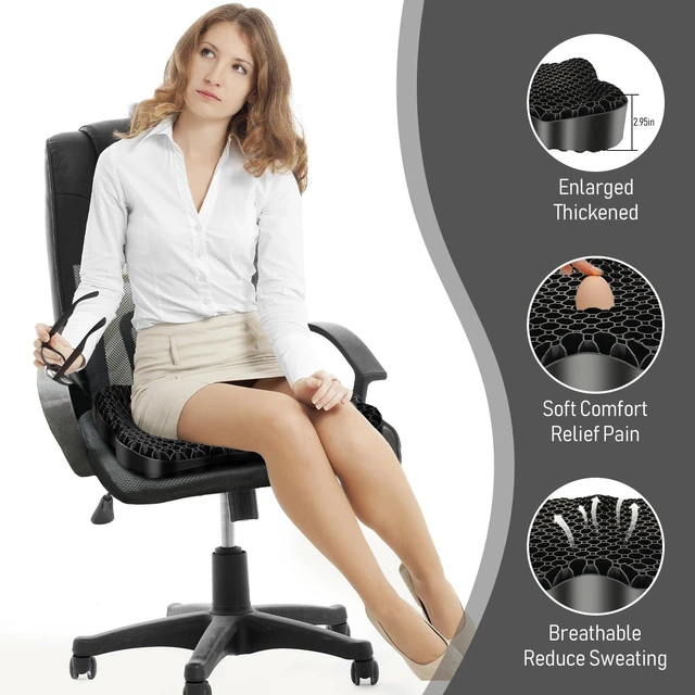 Alt view image 6 of 7 - Gel Seat Cushion, Thickened Big Breathable Honeycomb Design Absorbs Pressure Points Gel Cushion with Anti-Slip Cover Seat Cushion for Office Chair Home Car Seat Cushion for Wheelchair
