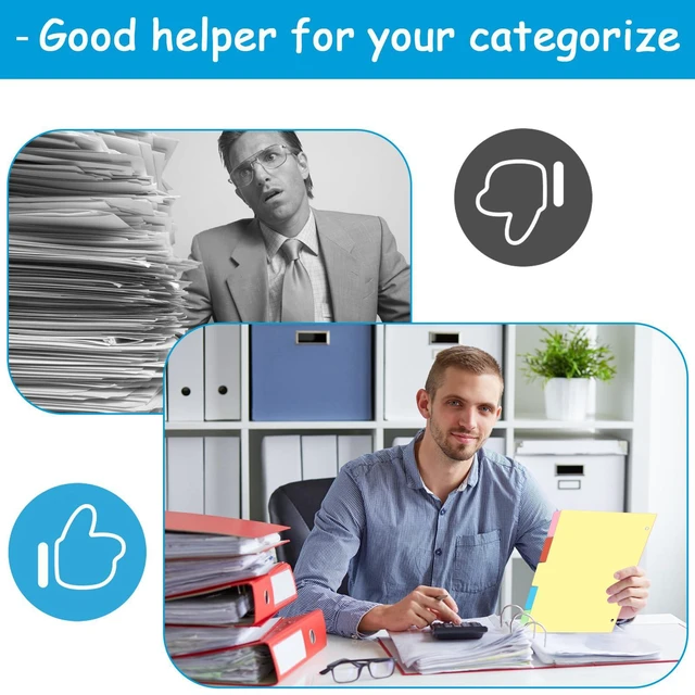 Alt view image 5 of 7 - Binder Dividers for 3 Ring Binder, 1/5 Cut Tabs, Letter Size Blank Dividers Write On Page with 5 Big Tabs for School Office Home, 4 Sets, 20 Dividers, Multicolor