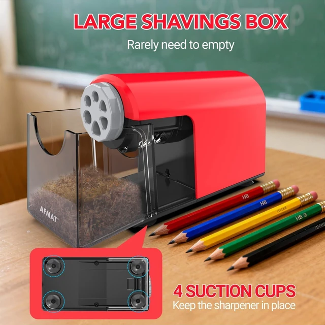 Alt view image 5 of 7 - Electric Pencil Sharpener Heavy Duty, 6 Holes, Cordless & Rechargeable, Fast Sharpen, Auto Stop, 10K+ Uses, Classroom Pencil Sharpener for 6-11mm No.2/Large/Colored Pencils PSD2(Red)