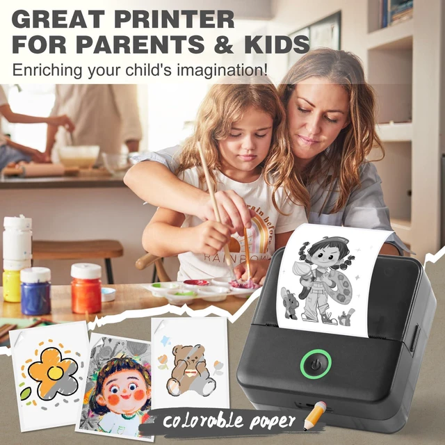 Alt view image 3 of 7 - Mini Sticker Printer, X6 Print Pod with 10 Rolls Thermal Paper Bluetooth Pocket Printer Sticker Maker for Phone, Impresora Portátil for Gifts, DIY, Journaling Supplies, Photos (Black)