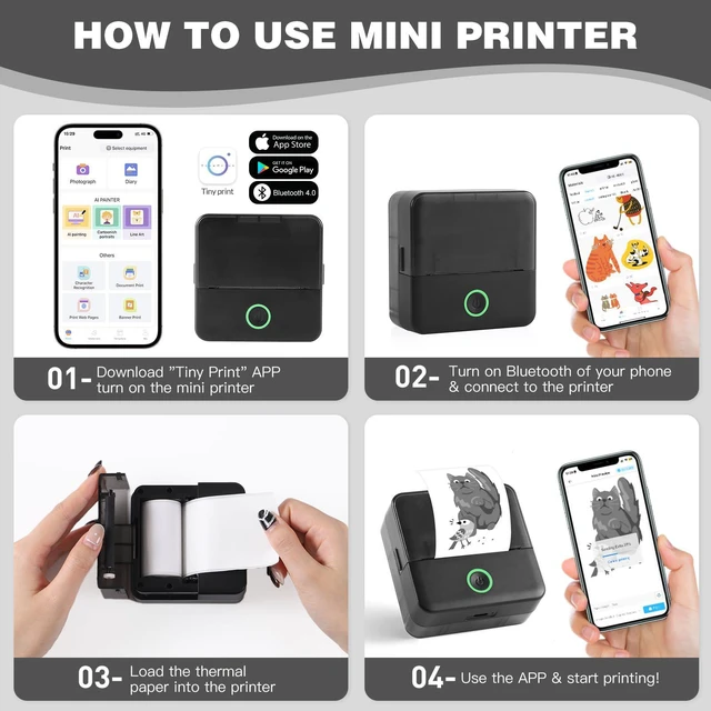 Alt view image 6 of 7 - Mini Sticker Printer, X6 Print Pod with 10 Rolls Thermal Paper Bluetooth Pocket Printer Sticker Maker for Phone, Impresora Portátil for Gifts, DIY, Journaling Supplies, Photos (Black)