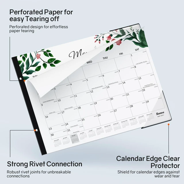 Alt view image 6 of 7 - Desk Calendar 2026-2027 Large 22x17 from October 2026 to March 2028, Extra Large Desktop Monthly Calendar Pad 18 Months For Teacher or Office, Desk Top, Greenery