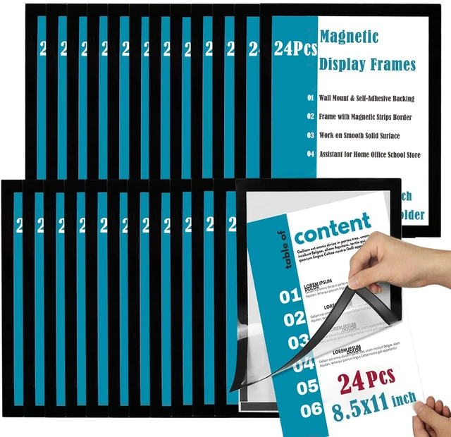 Main image of 24Pack Magnetic Paper Sign Holder 8.5 x 11,Magnetic Closure Display Frame Self-Adhesive Document Holder,Clear Surface for Dry Erase,Wall Mount for Home Office Store Window Door,Waterproof Dustproof