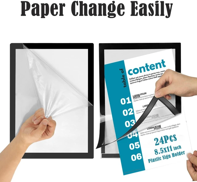 Alt view image 3 of 6 - 24Pack Magnetic Paper Sign Holder 8.5 x 11,Magnetic Closure Display Frame Self-Adhesive Document Holder,Clear Surface for Dry Erase,Wall Mount for Home Office Store Window Door,Waterproof Dustproof