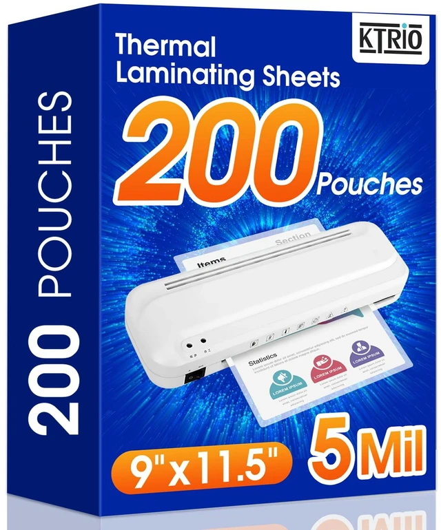 Main image of 200 Pack 5 Mil Laminating Sheets, Hold 8.5 x 11 inch Documents, Menu Actual 9 x 11.5 Thermal Laminating Pouches, Clear Laminate Sheets for Laminator, Letter Size Lamination Paper, Office School