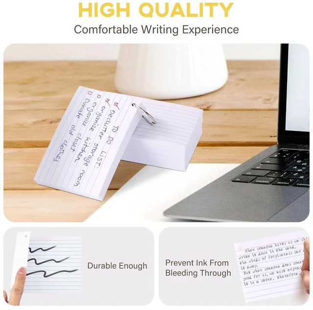 Alt view image 5 of 7 - 3x5 Index Cards with Ring, 300 Pack Single Sided Lined White Flashcards White Flash Cards for Studying Lined, Note Cards 3 x 5 for To Do List, Note Taking, School Supplies, Office and Home