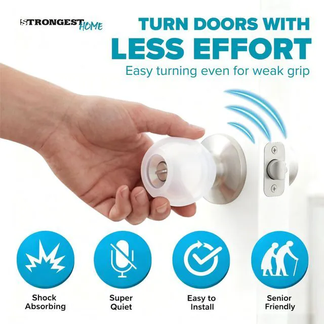 Alt view image 5 of 7 - Clear Silicone Door Knob Cover & Wall Protector Soft Rubber Handle Grip for Arthritis Support and Quiet Damage Prevention (10 Pack)