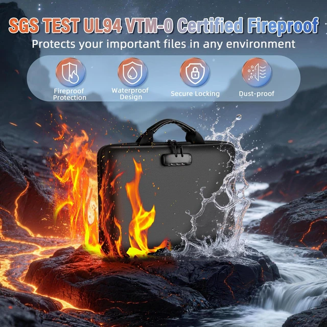 Alt view image 2 of 7 - Fireproof Document Safe Box with Lockable Zipper, Hard-shell, 13 Pockets, Waterproof for Important Papers Binder, Fire/Water Resistant File Box for Travel, Home & Office, Organizer for Passport, Cards