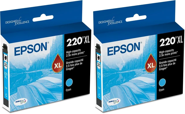 Main image of T220 DURABrite Ultra -Ink High Capacity Cyan -Cartridge (T220XL220-S) for Select Expression and Workforce Printers (Pack of 2)