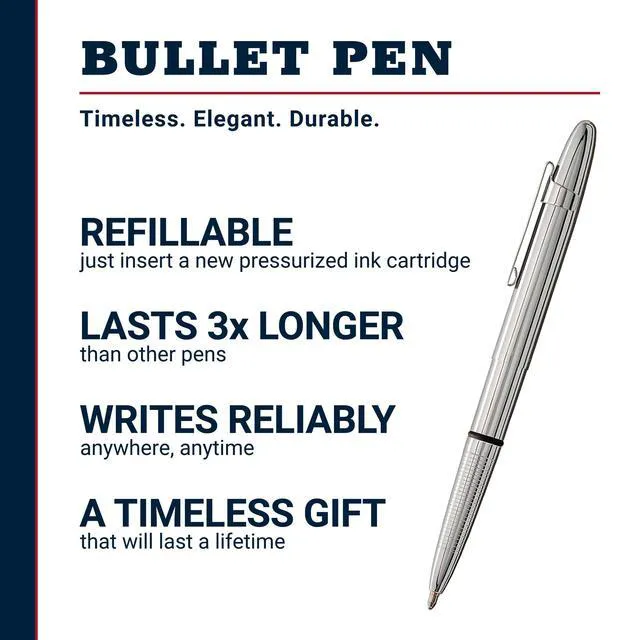 Alt view image 2 of 7 - Space Pen Chrome Pressurized Ballpoint Bullet Pen Compact Size, Writes Upside Down and in Extreme Temperatures, Black Ink, Medium Point, Pocket Clip, Made in the USA