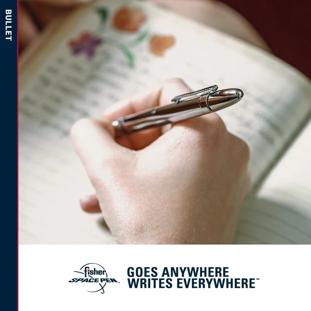 Alt view image 7 of 7 - Space Pen Chrome Pressurized Ballpoint Bullet Pen Compact Size, Writes Upside Down and in Extreme Temperatures, Black Ink, Medium Point, Pocket Clip, Made in the USA