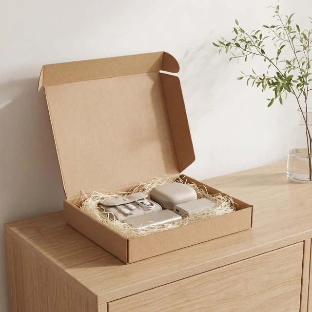 Alt view image 3 of 7 - 12x9x2 inch Cardboard Shipping Box, Set of 30 Mailing Box, Brown 30 Smiley Stickers, Single Corrugated, DIY Cardboard, Easy Fold, Shape Well, Self locking, Book, Shirt, Clothes, Gift Wrap
