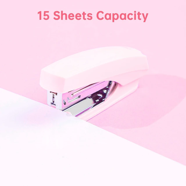 Alt view image 6 of 7 - Office Supplies Set, Desk Accessory Organizer Kit, Pink Stationary Set, Desk Supplies with Rotating Multi-Functional Pen Holder &Stapler Set for Office, School, Home