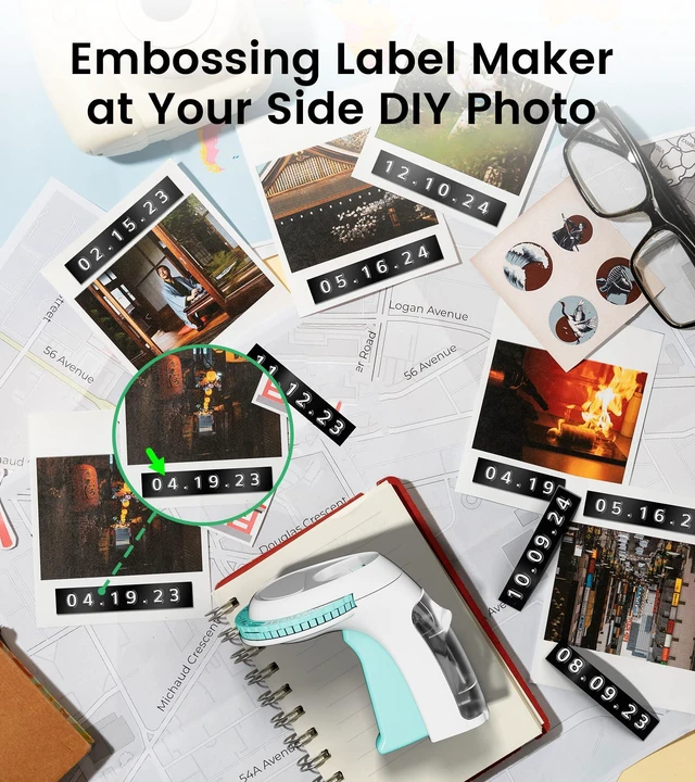 Alt view image 3 of 7 - Embossing Label Maker Machine, Retro Embossed Label Maker Vintage Handheld Old School Embosser with 3Rolls 3D 9mm 3/8 Inch Embossing Label Tapes for School Kids Items Home Office Scrapbooking