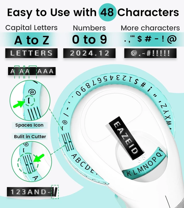 Alt view image 4 of 7 - Embossing Label Maker Machine, Retro Embossed Label Maker Vintage Handheld Old School Embosser with 3Rolls 3D 9mm 3/8 Inch Embossing Label Tapes for School Kids Items Home Office Scrapbooking