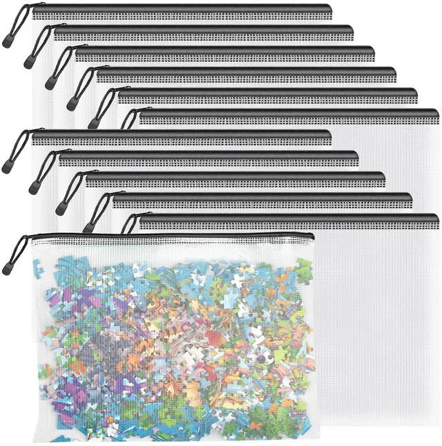 Main image of 12 Pack A4 Black Mesh Zipper Bags, Document File Storage Organizer A4 Pouches Organize Office Documents, Travel Paperwork & Supplies; Waterproof Black Mesh Keeps Contents Neat and Easy to Find