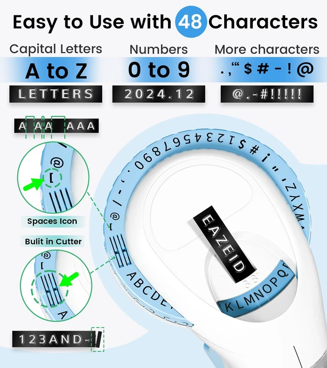 Alt view image 3 of 7 - Embossing Label Maker Vintage Manual with 3 Rolls 3D Label Tapes Lightweight Handheld Embossed Labeler, Back-To-School Supplies, Classroom Must Have, Scrapbook Crafting Daily Personalized