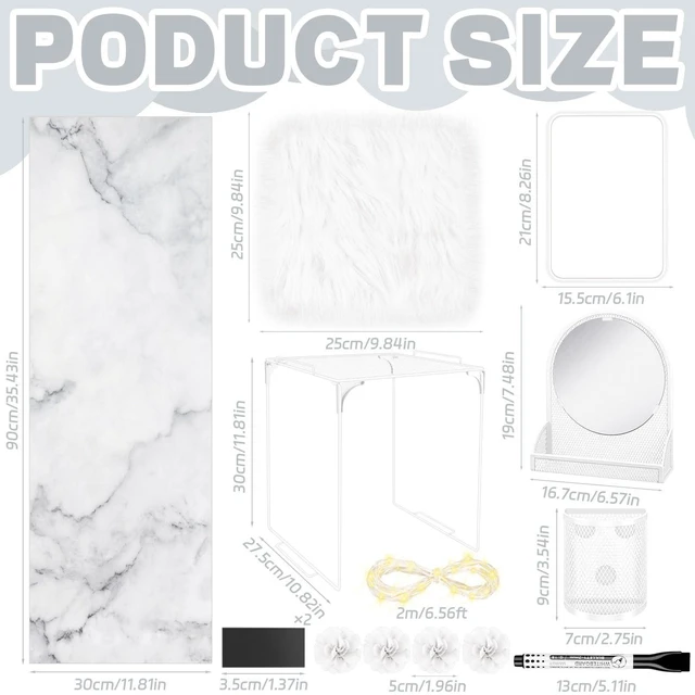 Alt view image 2 of 7 - 17 Pcs White Locker Organizer Kit, Includes Classic Marble Locker Magnetic Wallpaper, Locker Shelf, Magnetic Mirror and Organizing Supplies First Day of School Essentials with Locker