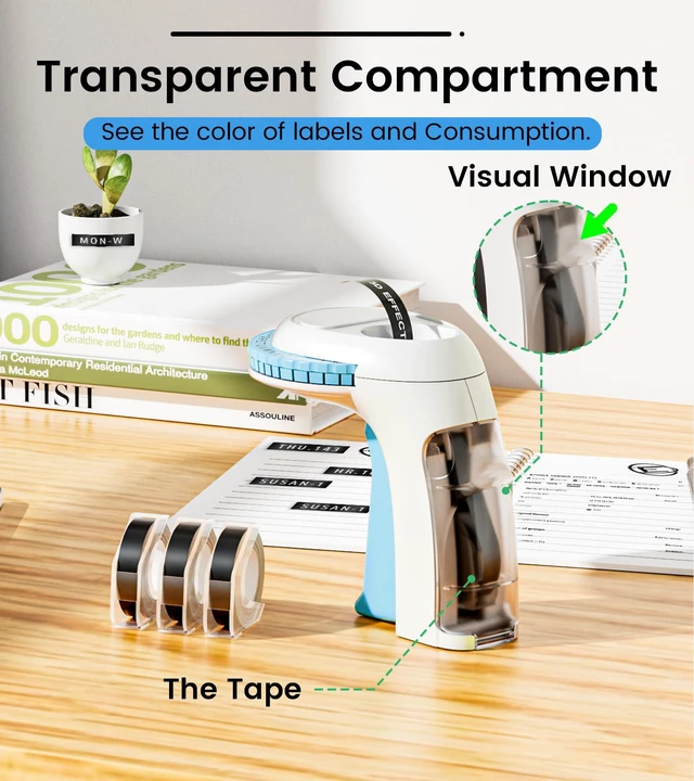 Alt view image 6 of 7 - Embossing Label Maker Vintage Manual with 3 Rolls 3D Label Tapes Lightweight Handheld Embossed Labeler, Back-To-School Supplies, Classroom Must Have, Scrapbook Crafting Daily Personalized