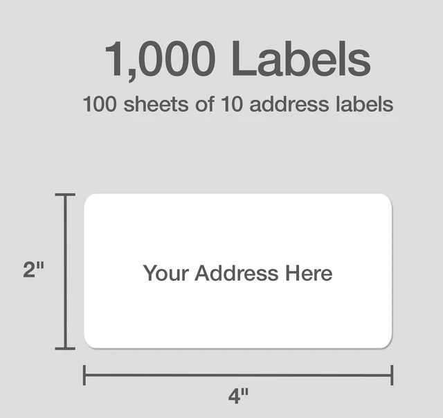Alt view image 2 of 6 - 2" x 4" Shipping Labels, 1000 per Pack, White, Laser Printer Labels, Self-Adhesive, Permanent Stick, Smudge-Resistant, Perfect for Shipping, Mailing, and Warehouse Use