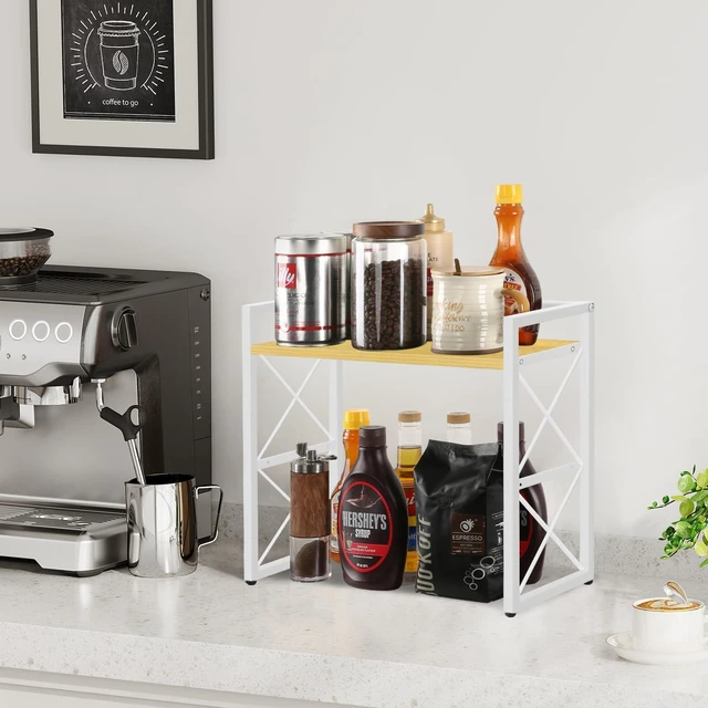 Alt view image 6 of 7 - Desktop Shelf Organizer, 2 Tier Office Shelves, Wood Desk Organizer Storage Rack and Freestanding Display Shelf for Office, Dormitory, Home (White Wood)