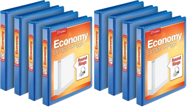 Main image of Economy 3 Ring Binder, 1 Inch, Presentation View, Blue, Holds 225 Sheets, Nonstick, PVC Free, 4 Pack of Binders (79511), (Pack of 2)