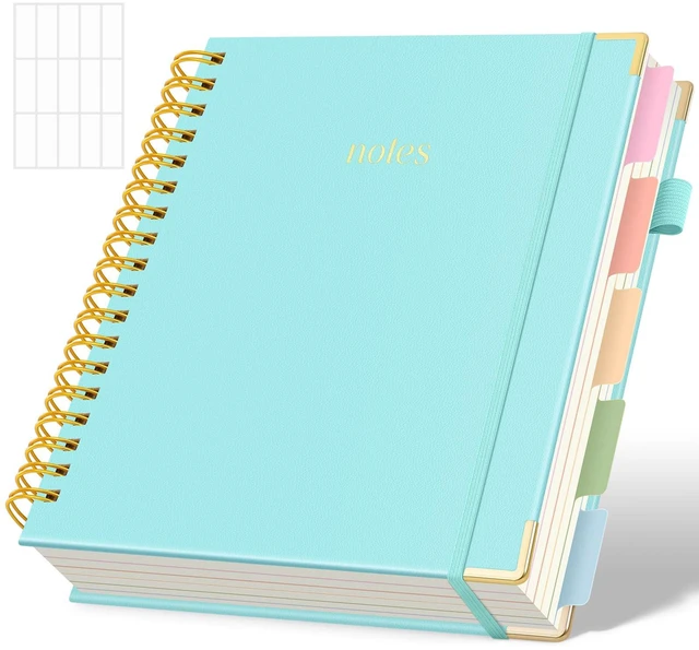 Main image of Spiral Journal for Women, B5 College Ruled Notebooks for Work with Dividers,Tabs and Pocket, Mint
