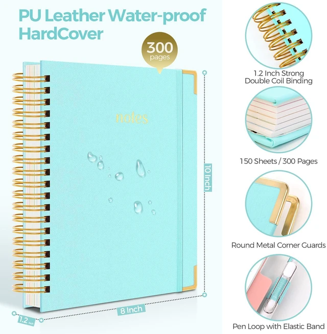 Alt view image 2 of 7 - Spiral Journal for Women, B5 College Ruled Notebooks for Work with Dividers,Tabs and Pocket, Mint